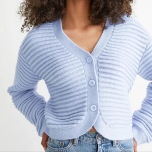 100 Wool & OTHER STORIES Cropped Wool Knit Cardigan S Small Soft Fashion